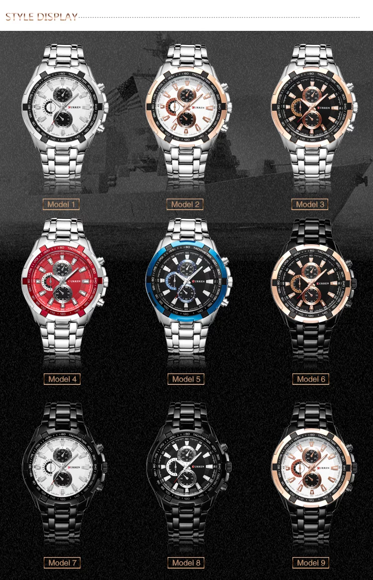 Curren  Brand Simple Fashion Casual Business Watches Men Date Waterproof Quartz Mens Watch  8023