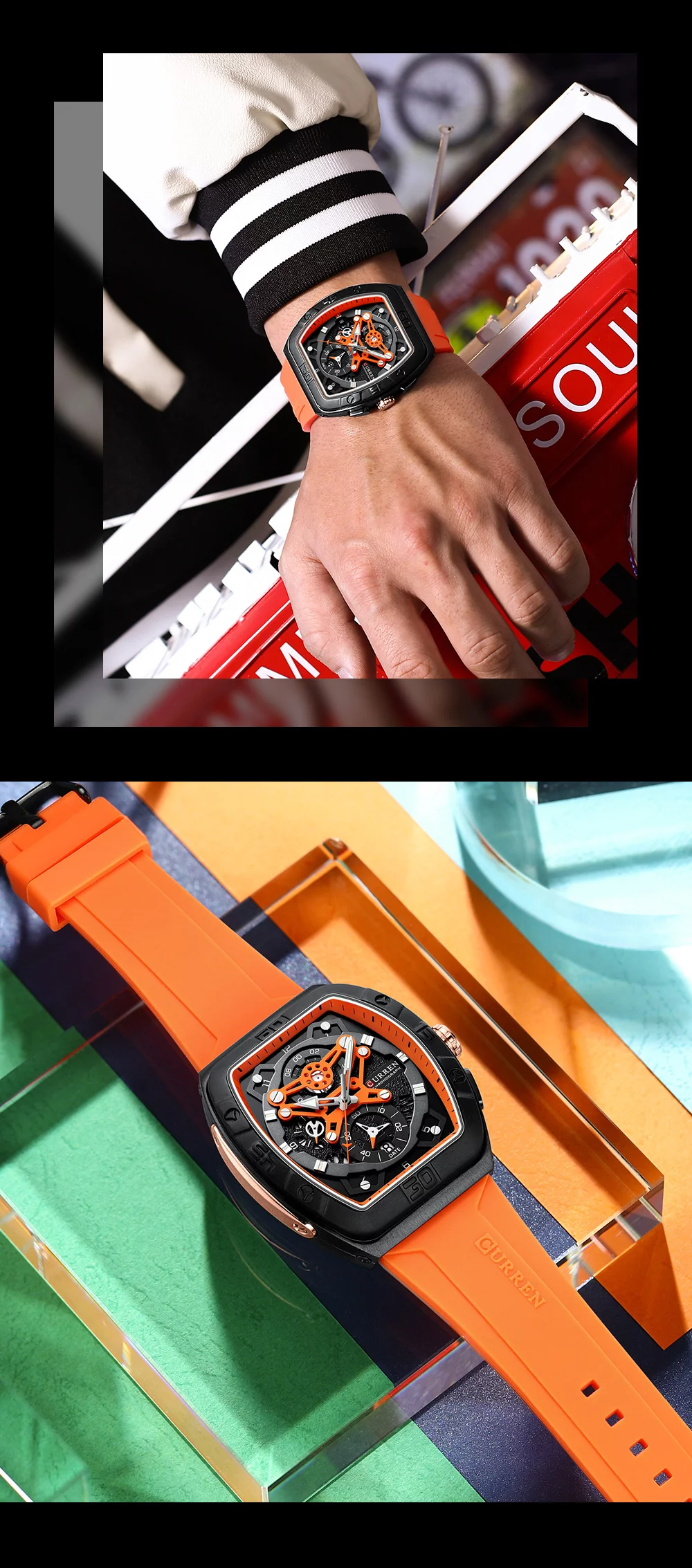 The Ultimate in Men's Luxury Timepieces Curren 8443 New Fashion Quartz Watch For Men Luxury Small Three Needle Silicon Strap Square Dial Original