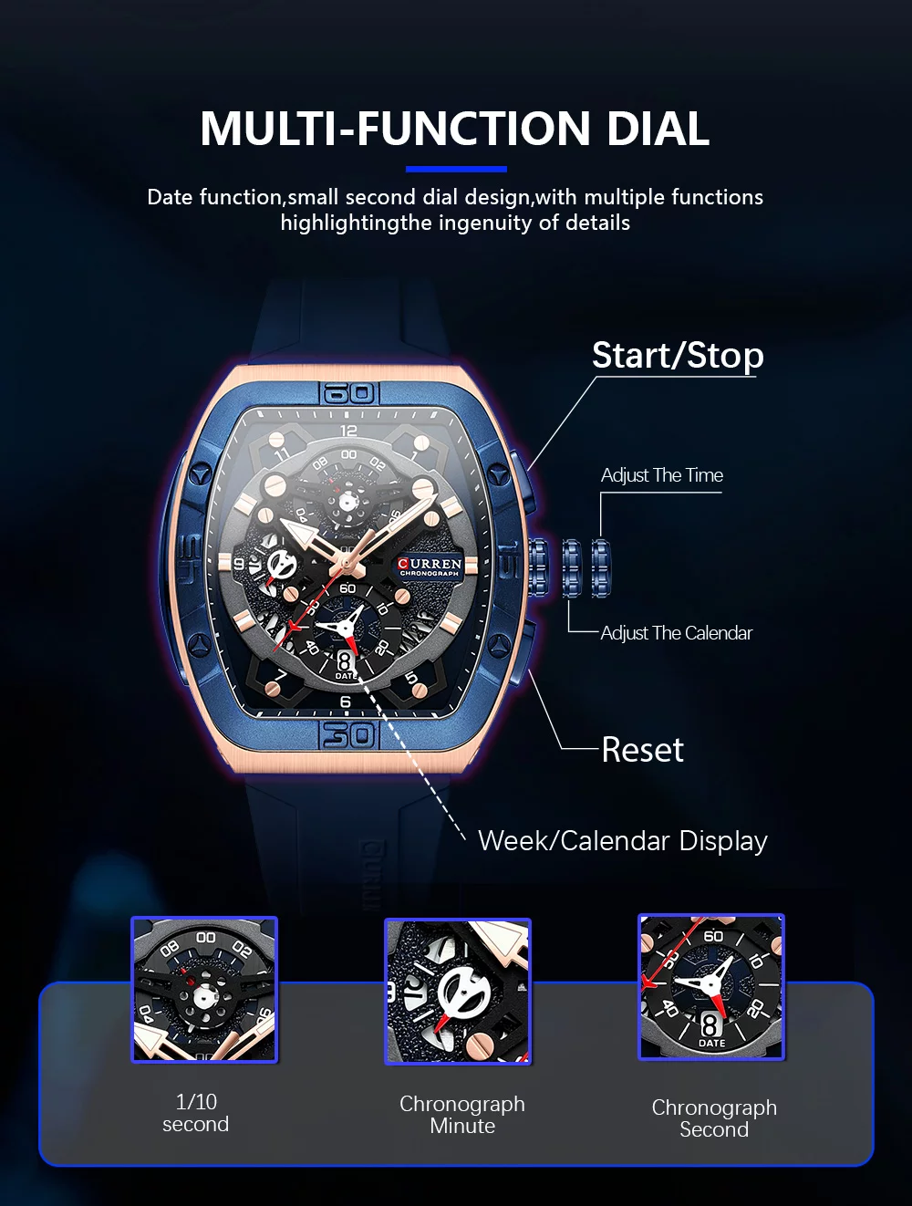 The Ultimate in Men's Luxury Timepieces Curren 8443 New Fashion Quartz Watch For Men Luxury Small Three Needle Silicon Strap Square Dial Original