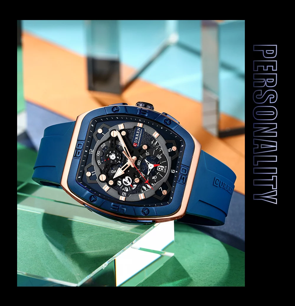 The Ultimate in Men's Luxury Timepieces Curren 8443 New Fashion Quartz Watch For Men Luxury Small Three Needle Silicon Strap Square Dial Original
