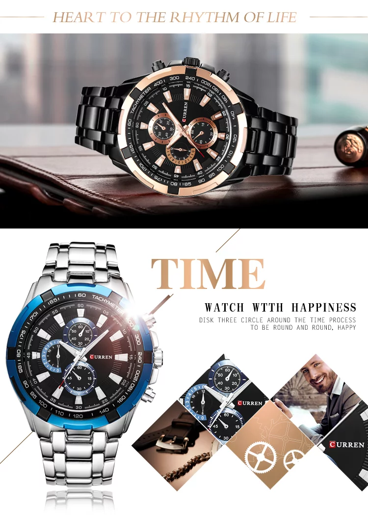 Curren  Brand Simple Fashion Casual Business Watches Men Date Waterproof Quartz Mens Watch  8023