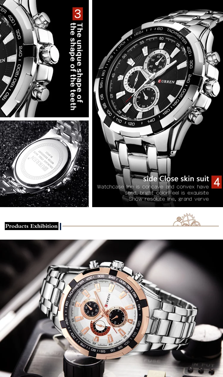 Curren  Brand Simple Fashion Casual Business Watches Men Date Waterproof Quartz Mens Watch  8023