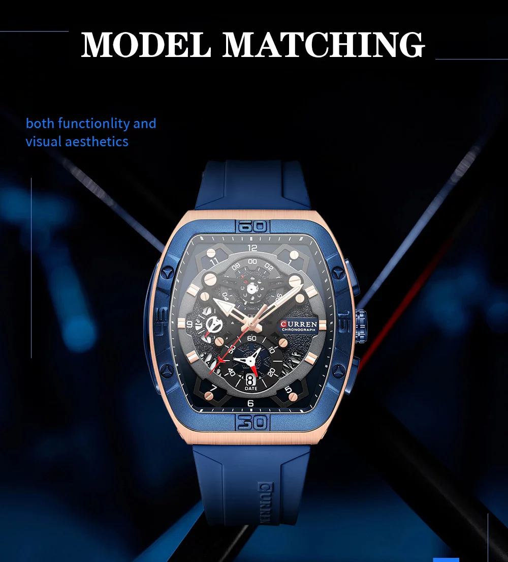 The Ultimate in Men's Luxury Timepieces Curren 8443 New Fashion Quartz Watch For Men Luxury Small Three Needle Silicon Strap Square Dial Original
