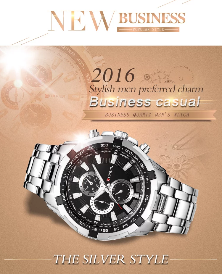 Curren  Brand Simple Fashion Casual Business Watches Men Date Waterproof Quartz Mens Watch  8023