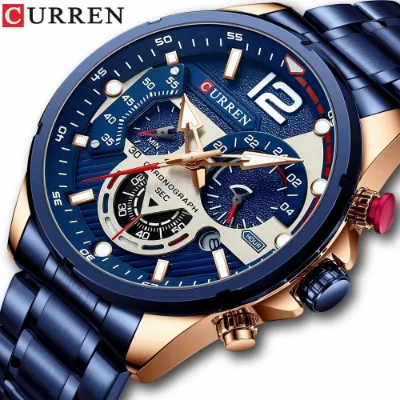 Curren 8395 Luxury Stainless Steel Wristwatch: Trend Design Quartz Men's Watch with Luminous Chronograph - Perfect Gift for Men
