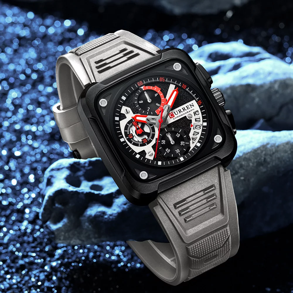 2024 Curren 8461 Men's Quartz Watch – 30m Waterproof, Luminous Hands, Date Display, Silicone Band