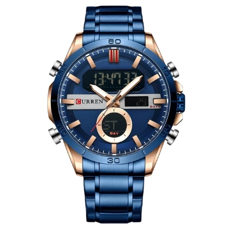 Curren 8384 Fashion Sport Men's Digital Watch: Stainless Steel Chronograph, Luminous Wristwatch