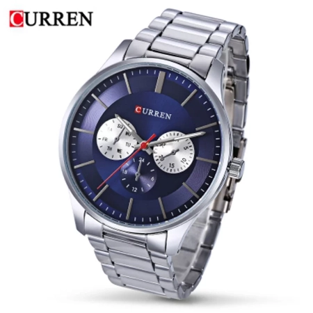Reloj Curren 8282 Causal Sport Chronograph Stainless Steel Band Wristwatch Big Dial Quartz Watches With Luminous