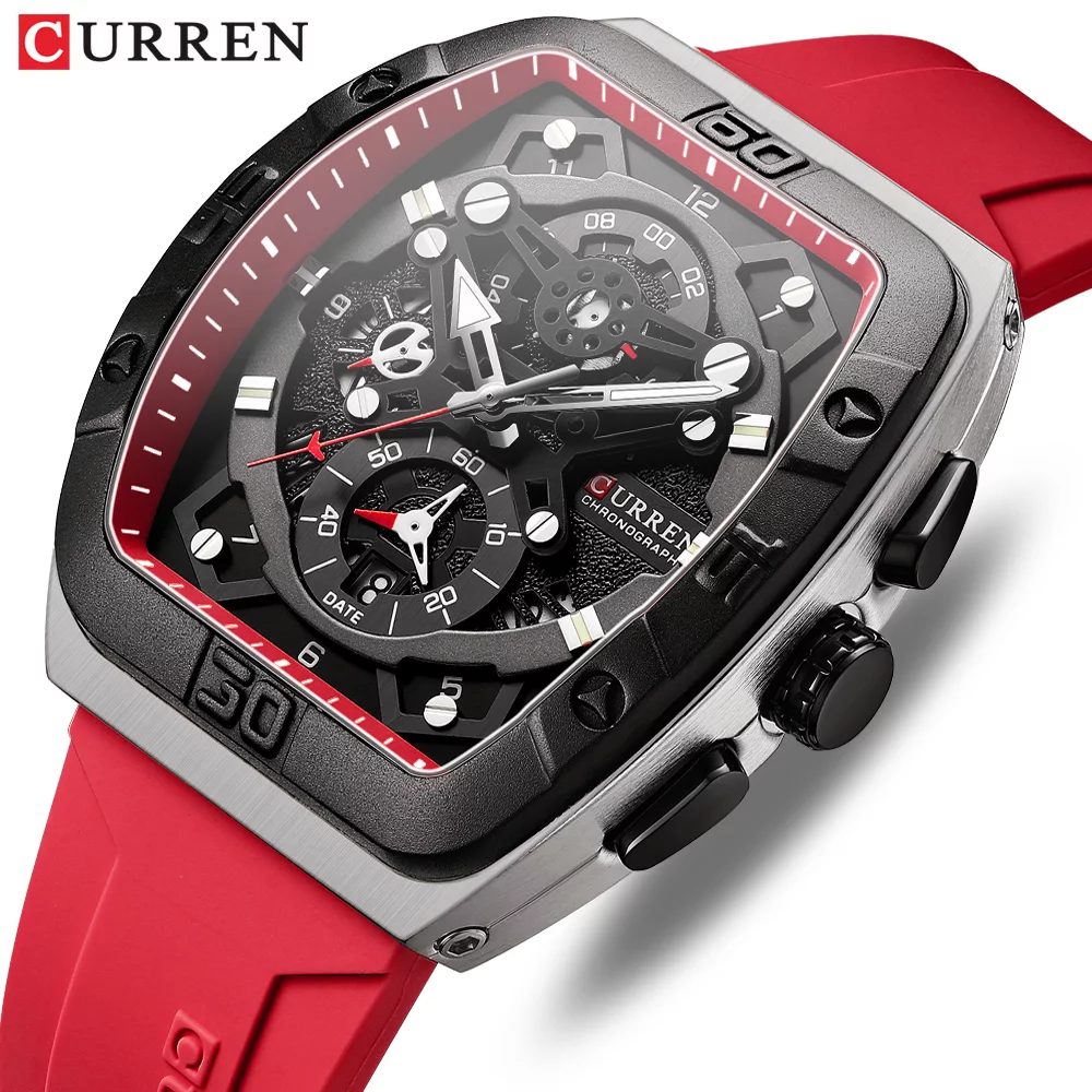 The Ultimate in Men's Luxury Timepieces Curren 8443 New Fashion Quartz Watch For Men Luxury Small Three Needle Silicon Strap Square Dial Original