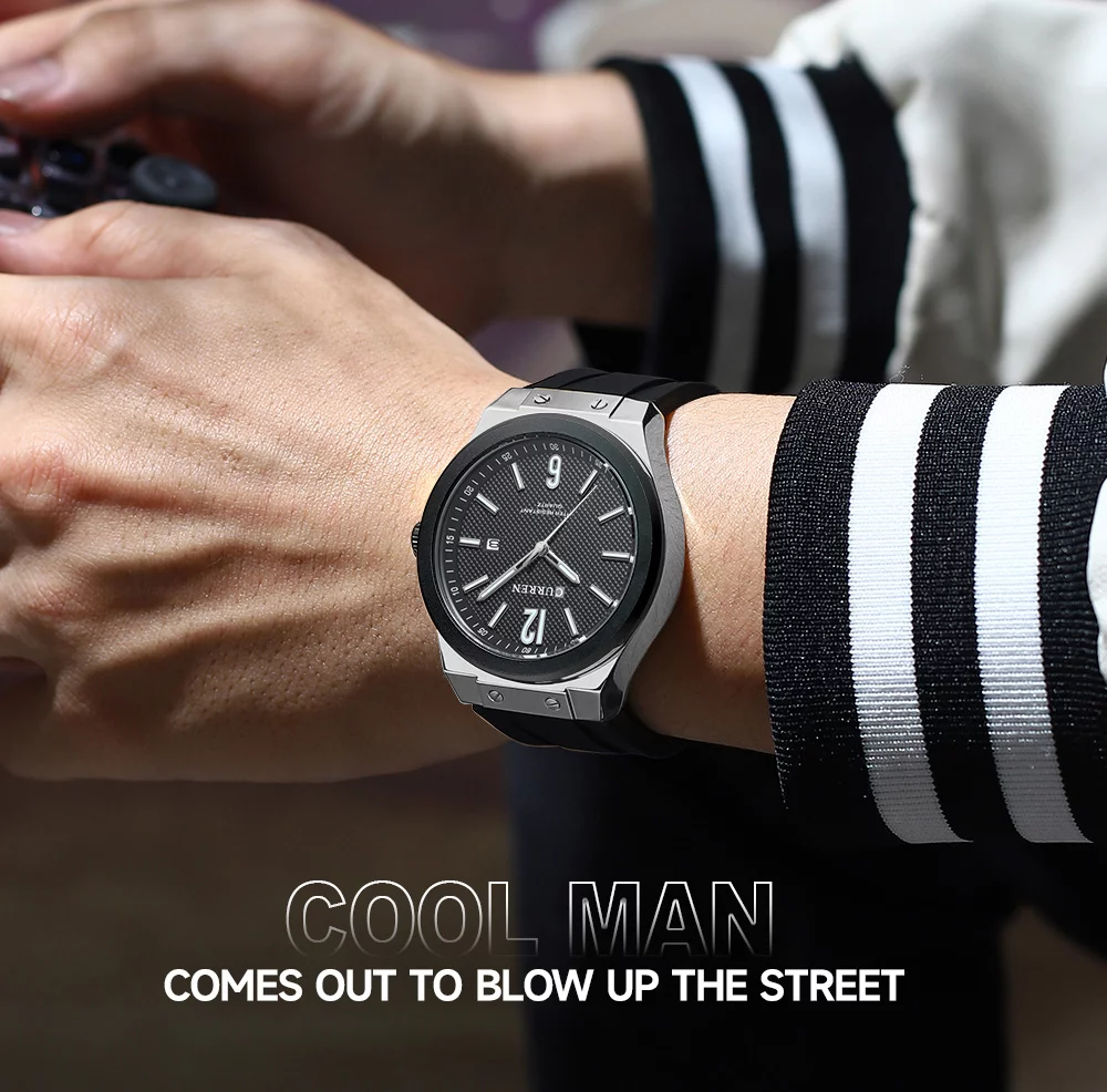 Curren 8467 Men's Sport Watch &ndash; Luminous Hands, Waterproof, Luxury Silver Blue Silicone Band