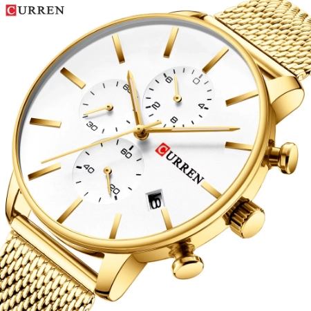 Curren Simple Steel Mesh Business Watch Quartz Wristwatches Fashion Chronograph Waterproof Watches Men Wrist Reloj Hombre 8339 