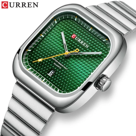 Curren 8460 Stainless Steel Band Gents Watch – Wholesale, Low Cost, Square Date Display, Made in PRC, Casual Hand Watch