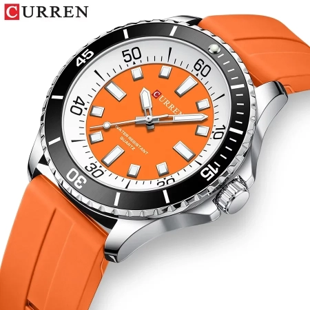 Curren 8448 Men's Wrist Watch Business Thin Simple Analog Quartz Silicone Strap Luminous Hands Clock