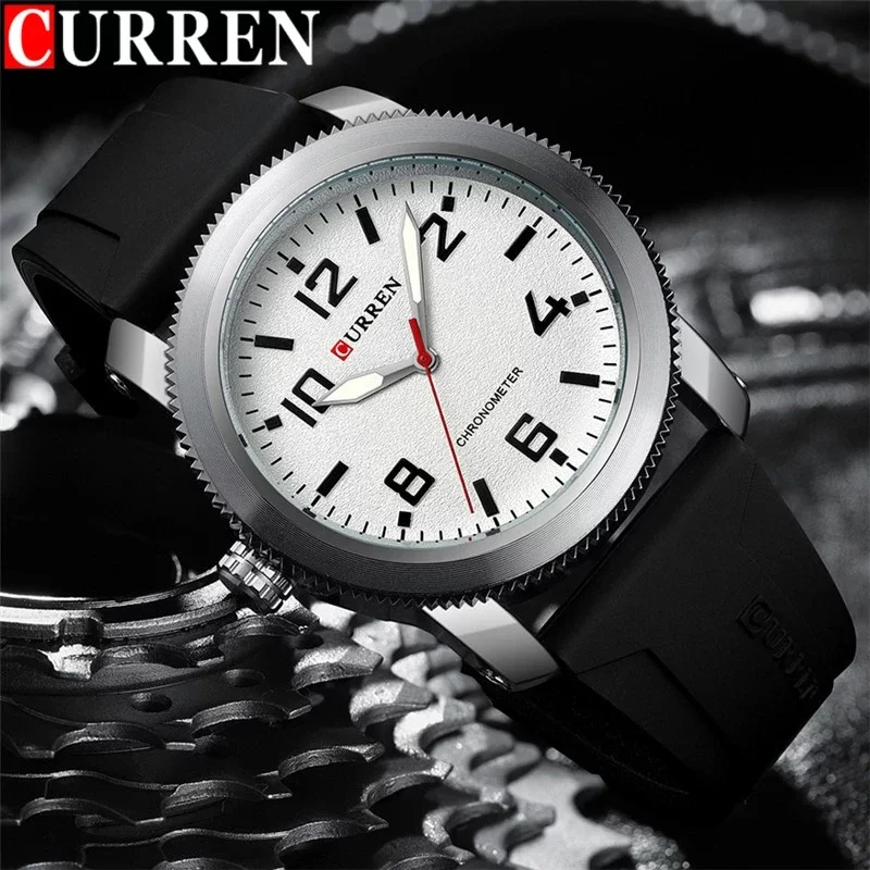 Curren 8454 Sport Men's Watch: Top Luxury Brand, Classic Waterproof Design, Black Rubber Quartz Wristwatch