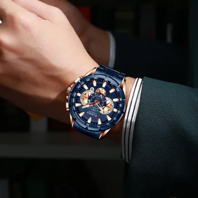 CURREN Watch 8363: Casual Sports Chronograph Quartz Men's Watch - Luxury Stainless Steel Wristwatch for Men (Relogio Masculino)