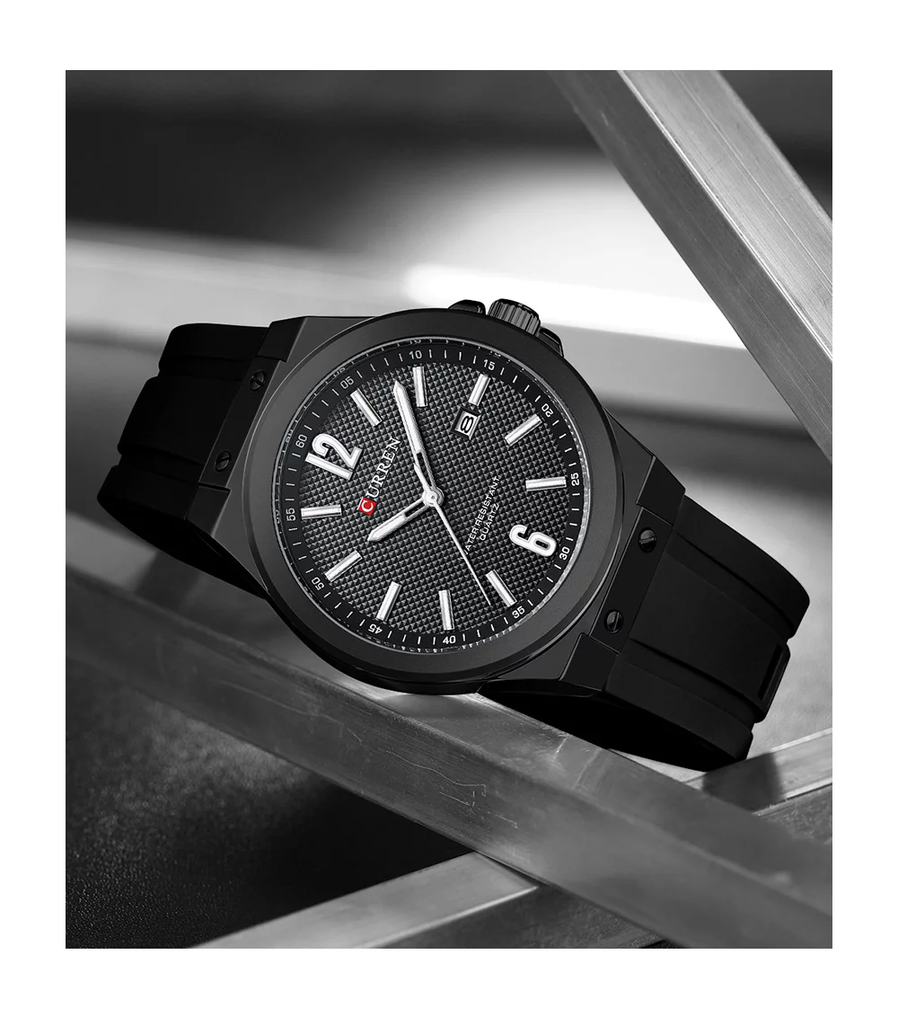 Curren 8467 Men's Sport Watch &ndash; Luminous Hands, Waterproof, Luxury Silver Blue Silicone Band