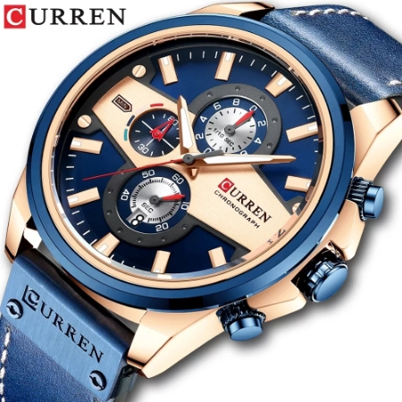 Curren Casual Sport Men's Watch Fashion Leather Wristwatches For Male Chronograph Quartz Watches 8394