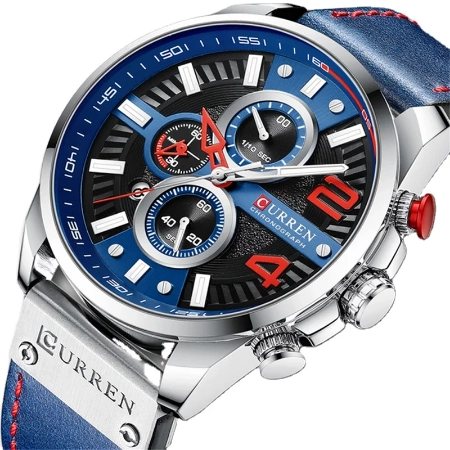 Curren 8393: Casual Sports Watch for Men – Top Brand Luxury with Blue Steel Strap, Chronograph Function