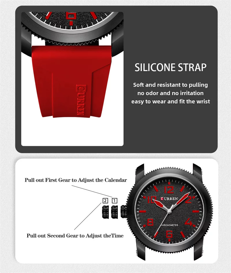 Curren 8454 Sport Men's Watch: Top Luxury Brand, Classic Waterproof Design, Black Rubber Quartz Wristwatch