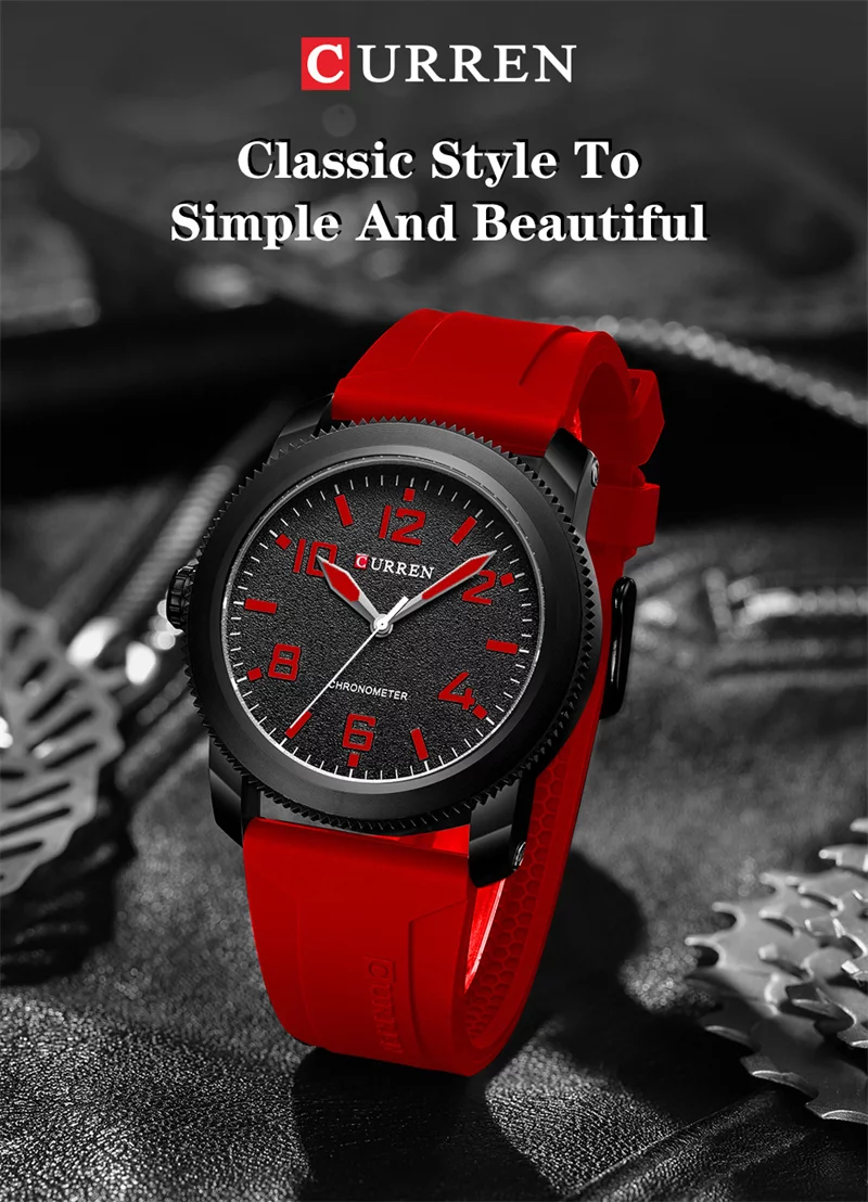 Curren 8454 Sport Men's Watch: Top Luxury Brand, Classic Waterproof Design, Black Rubber Quartz Wristwatch