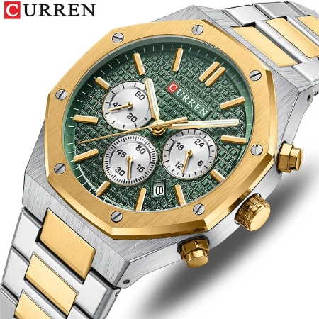 CURREN 8440 Men's Stainless Steel Chronograph Quartz Wristwatch: Fashionable and Waterproof