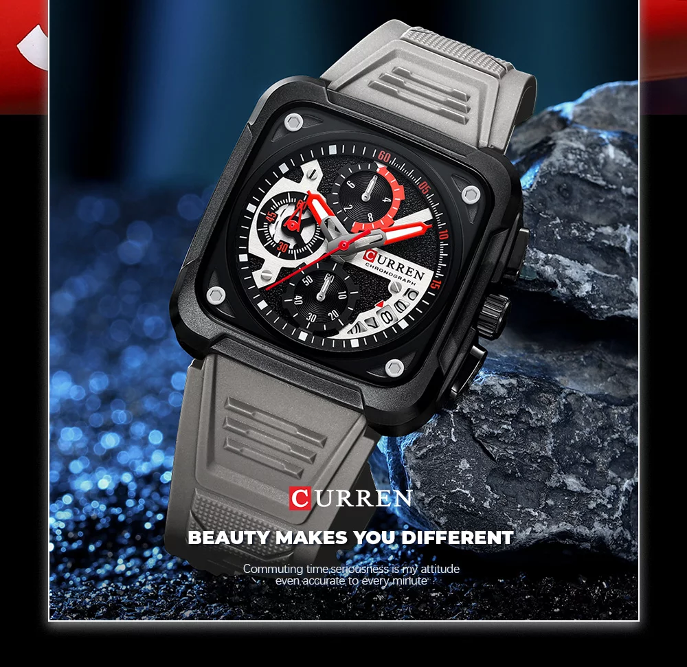2024 Curren 8461 Men's Quartz Watch &ndash; 30m Waterproof, Luminous Hands, Date Display, Silicone Band