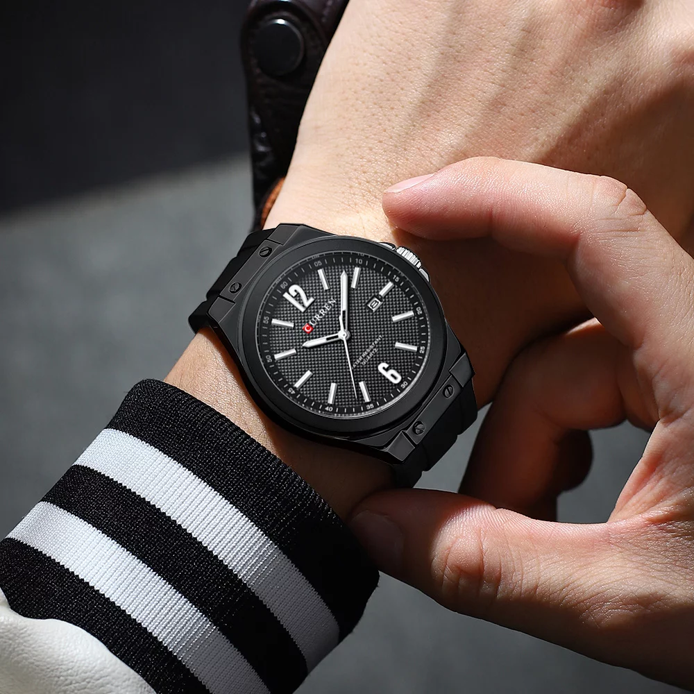 Curren 8467 Men's Sport Watch &ndash; Luminous Hands, Waterproof, Luxury Silver Blue Silicone Band