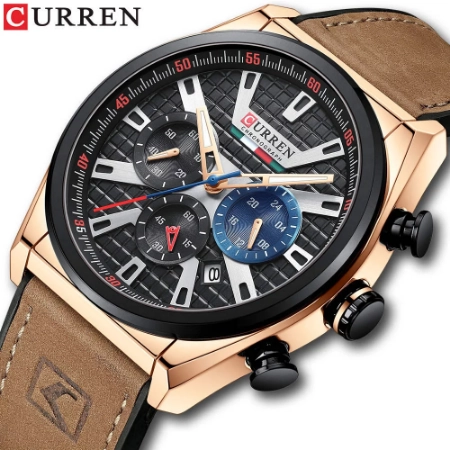 Curren Men Quartz Wristwatches Fashion Luxury Chronograph Watches With Leather Casual Sport Men Wristwatch 8392