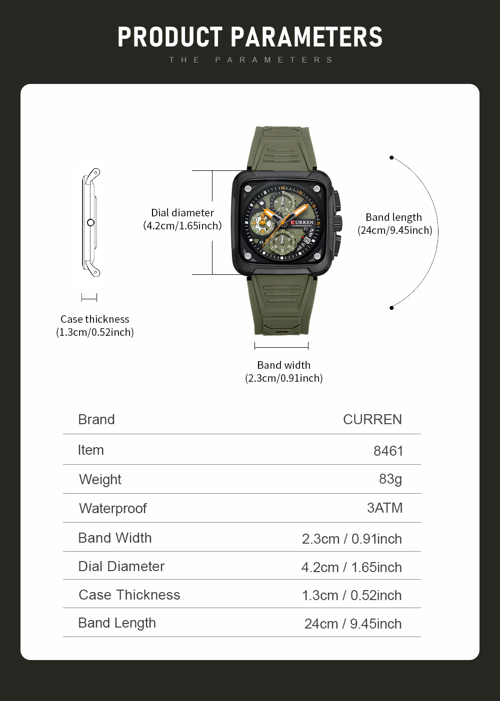 2024 Curren 8461 Men's Quartz Watch &ndash; 30m Waterproof, Luminous Hands, Date Display, Silicone Band