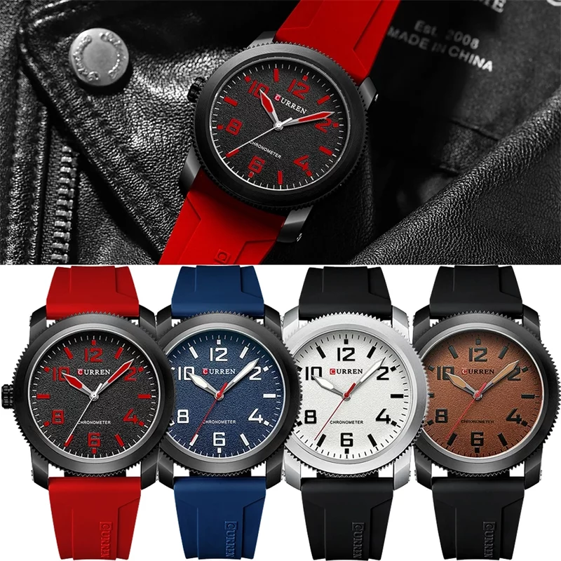 Curren 8454 Sport Men's Watch: Top Luxury Brand, Classic Waterproof Design, Black Rubber Quartz Wristwatch