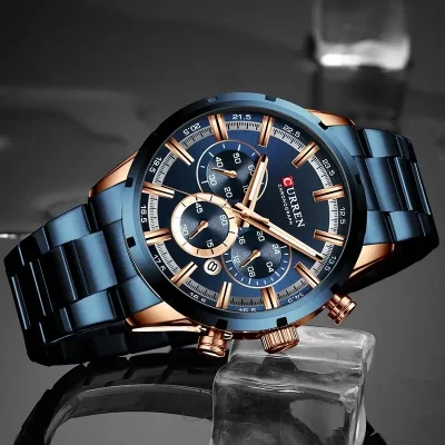 Curren 8355: Best Quartz Stainless Steel Strap Wristwatch - Popular Multifunction Watch for Men and Boys (Reloj Relogio)