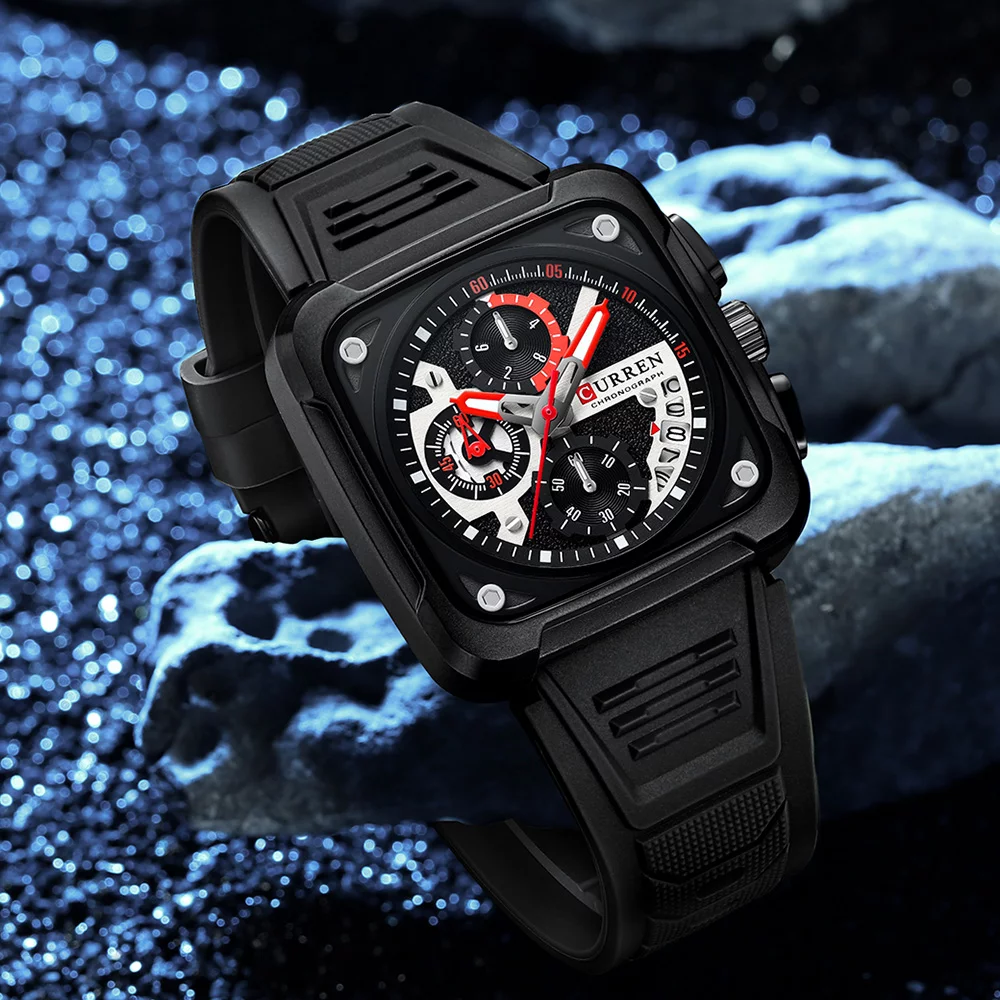 2024 Curren 8461 Men's Quartz Watch – 30m Waterproof, Luminous Hands, Date Display, Silicone Band