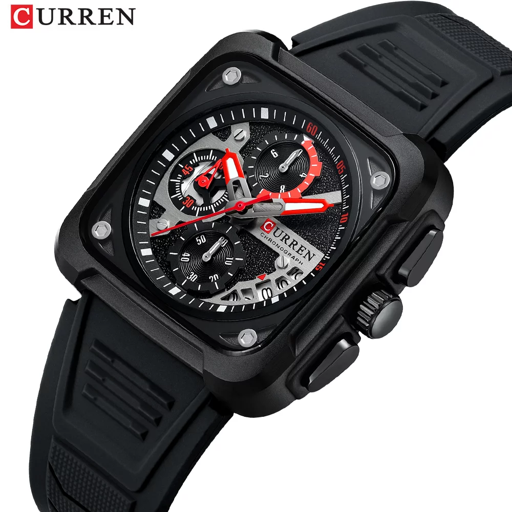 2024 Curren 8461 Men's Quartz Watch – 30m Waterproof, Luminous Hands, Date Display, Silicone Band