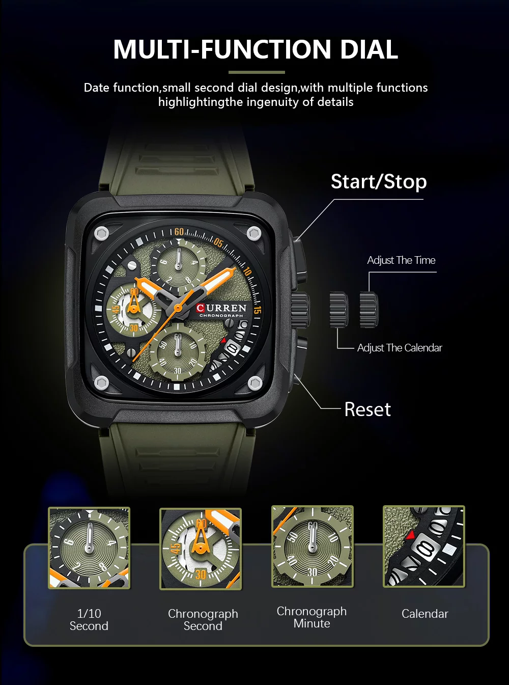 2024 Curren 8461 Men's Quartz Watch &ndash; 30m Waterproof, Luminous Hands, Date Display, Silicone Band