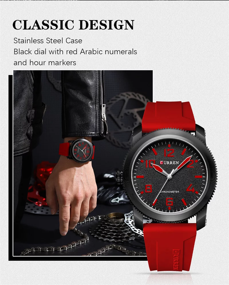 Curren 8454 Sport Men's Watch: Top Luxury Brand, Classic Waterproof Design, Black Rubber Quartz Wristwatch