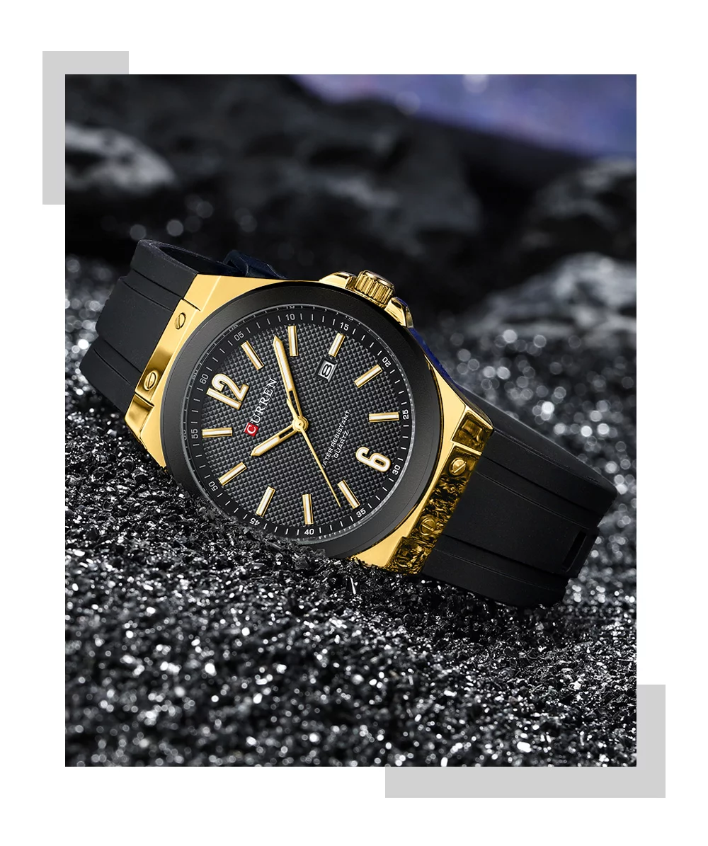 Curren 8467 Men's Sport Watch &ndash; Luminous Hands, Waterproof, Luxury Silver Blue Silicone Band
