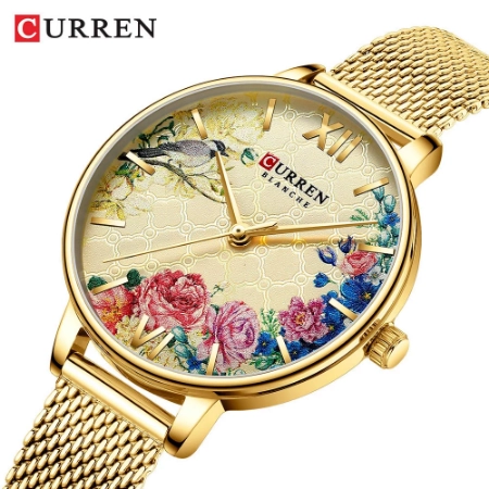 Curren Leather Watch For Women Watches Fashion Flower Quartz Wristwatch Female Clock Reloj Mujer Charms Ladies Gift 9059