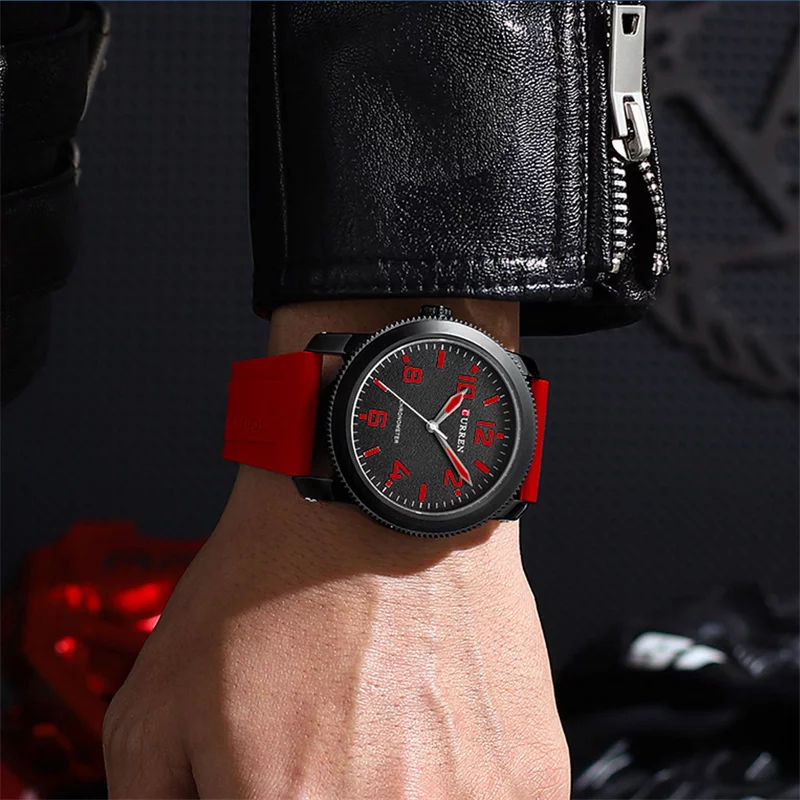 Curren 8454 Sport Men's Watch: Top Luxury Brand, Classic Waterproof Design, Black Rubber Quartz Wristwatch