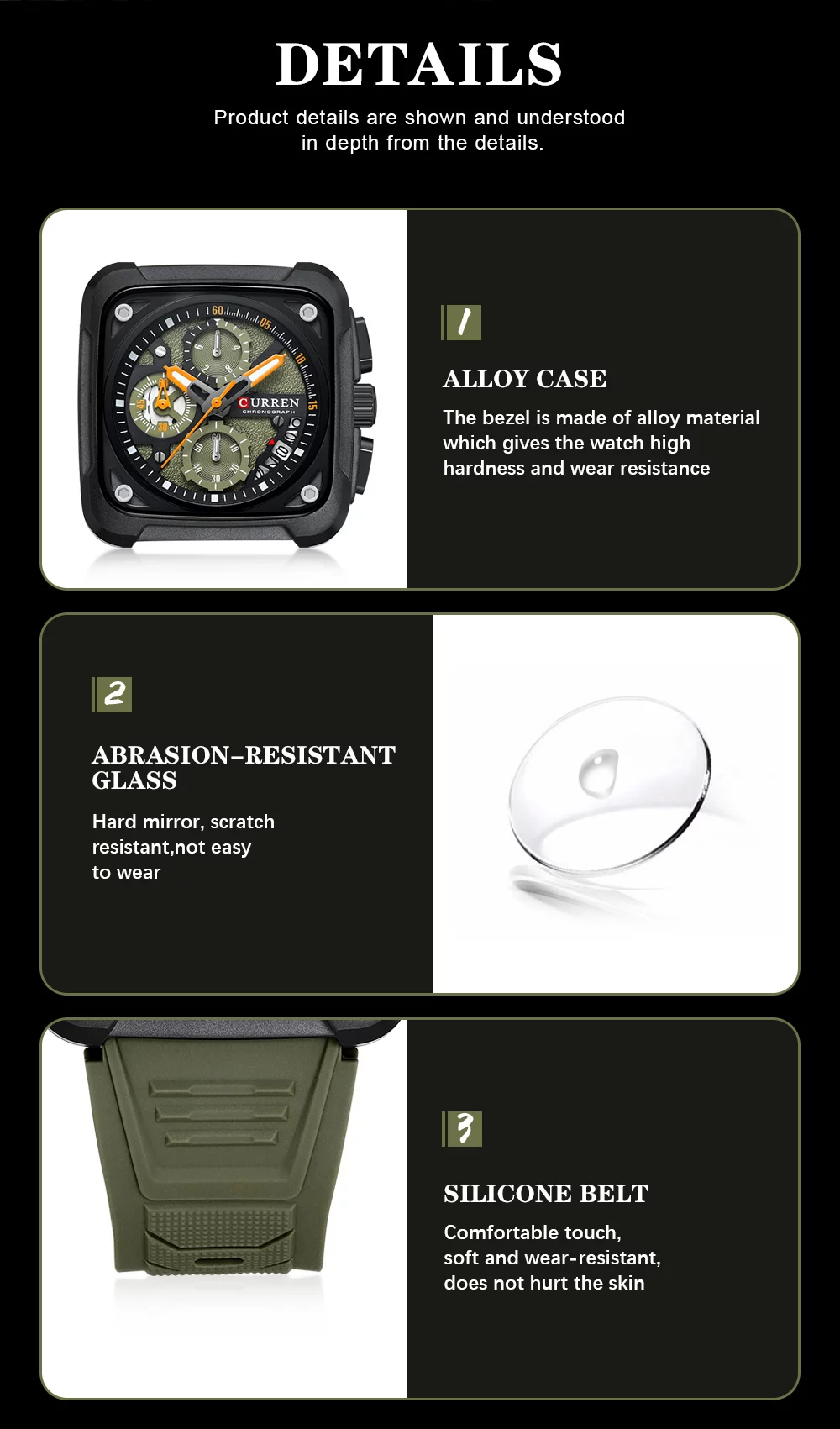 2024 Curren 8461 Men's Quartz Watch &ndash; 30m Waterproof, Luminous Hands, Date Display, Silicone Band