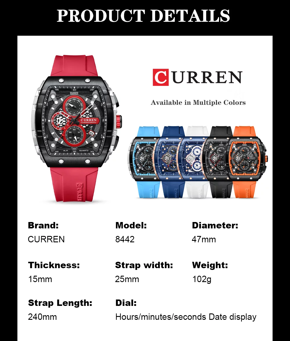 Explore the Latest CURREN Watch 8442: Stylish Design, 3ATM Waterproof, Luminous Hands, and Calendar Feature