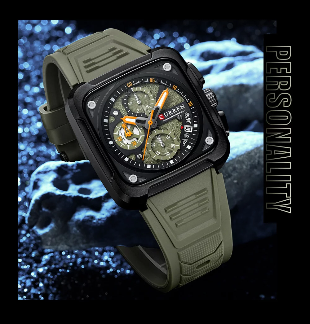 2024 Curren 8461 Men's Quartz Watch &ndash; 30m Waterproof, Luminous Hands, Date Display, Silicone Band