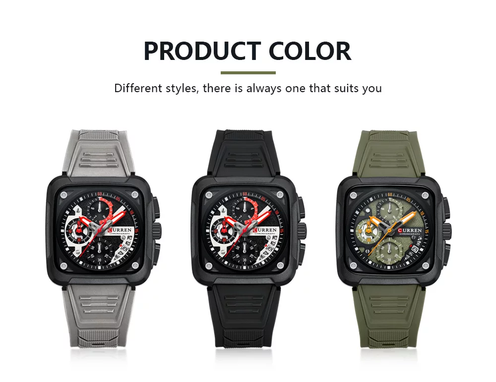 2024 Curren 8461 Men's Quartz Watch &ndash; 30m Waterproof, Luminous Hands, Date Display, Silicone Band