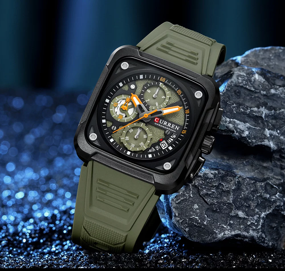 2024 Curren 8461 Men's Quartz Watch &ndash; 30m Waterproof, Luminous Hands, Date Display, Silicone Band