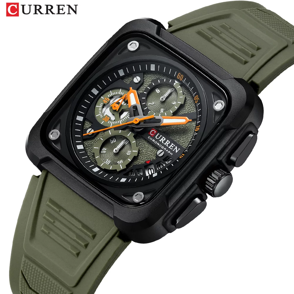 2024 Curren 8461 Men's Quartz Watch – 30m Waterproof, Luminous Hands, Date Display, Silicone Band