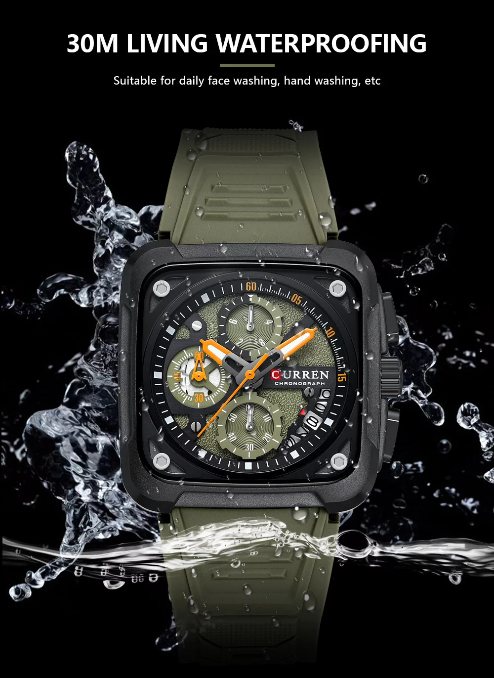 2024 Curren 8461 Men's Quartz Watch &ndash; 30m Waterproof, Luminous Hands, Date Display, Silicone Band