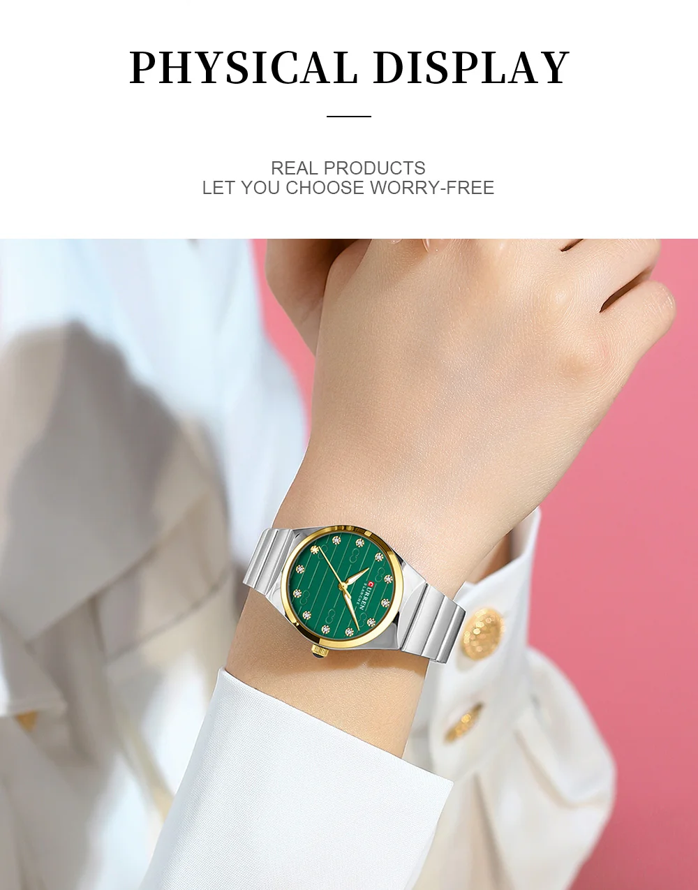 Curren 9110 Casual Women Quartz Watch Steel Strap Waterproof