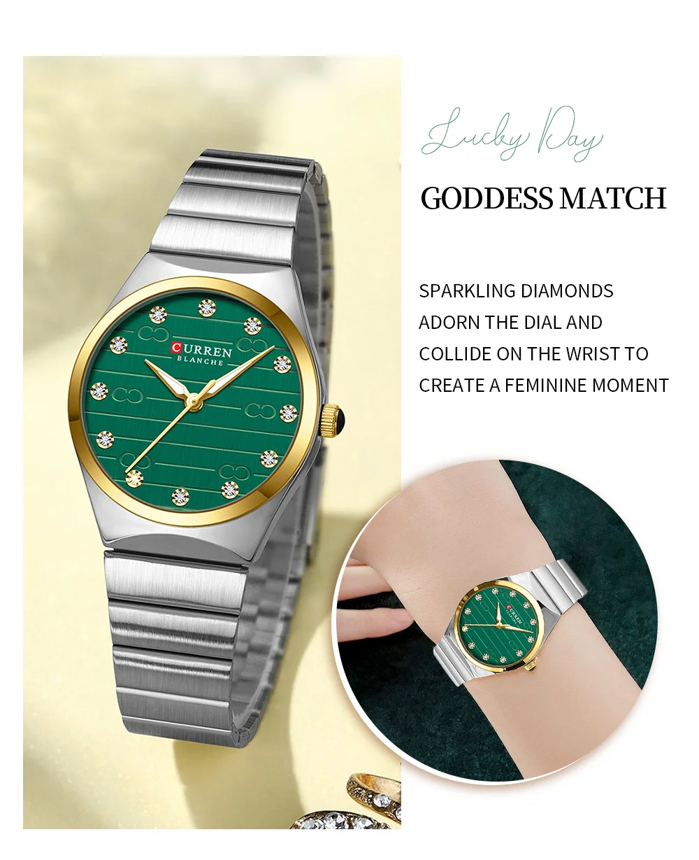 Curren 9110 Casual Women Quartz Watch Steel Strap Waterproof