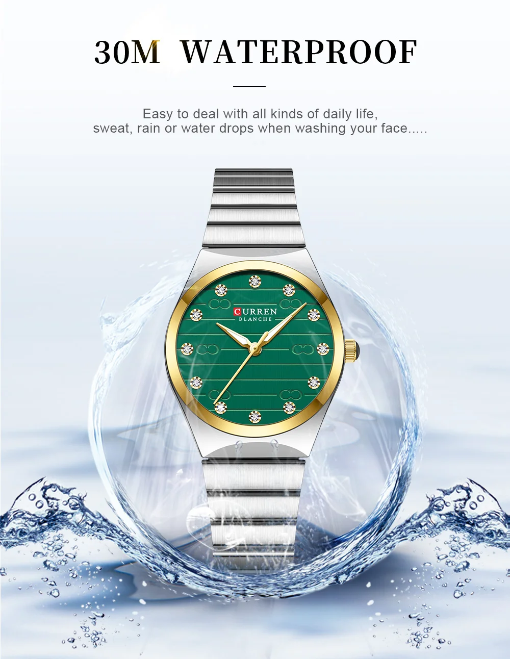 Curren 9110 Casual Women Quartz Watch Steel Strap Waterproof