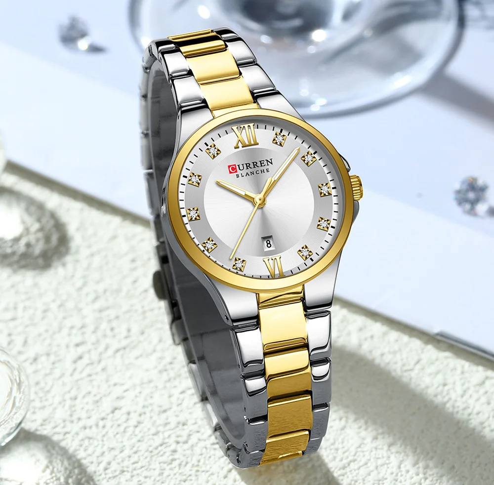 CURREN 9107 Elegant Women’s Sport Analog Quartz Watch – Stainless Steel Wholesale Wristwatch for Ladies