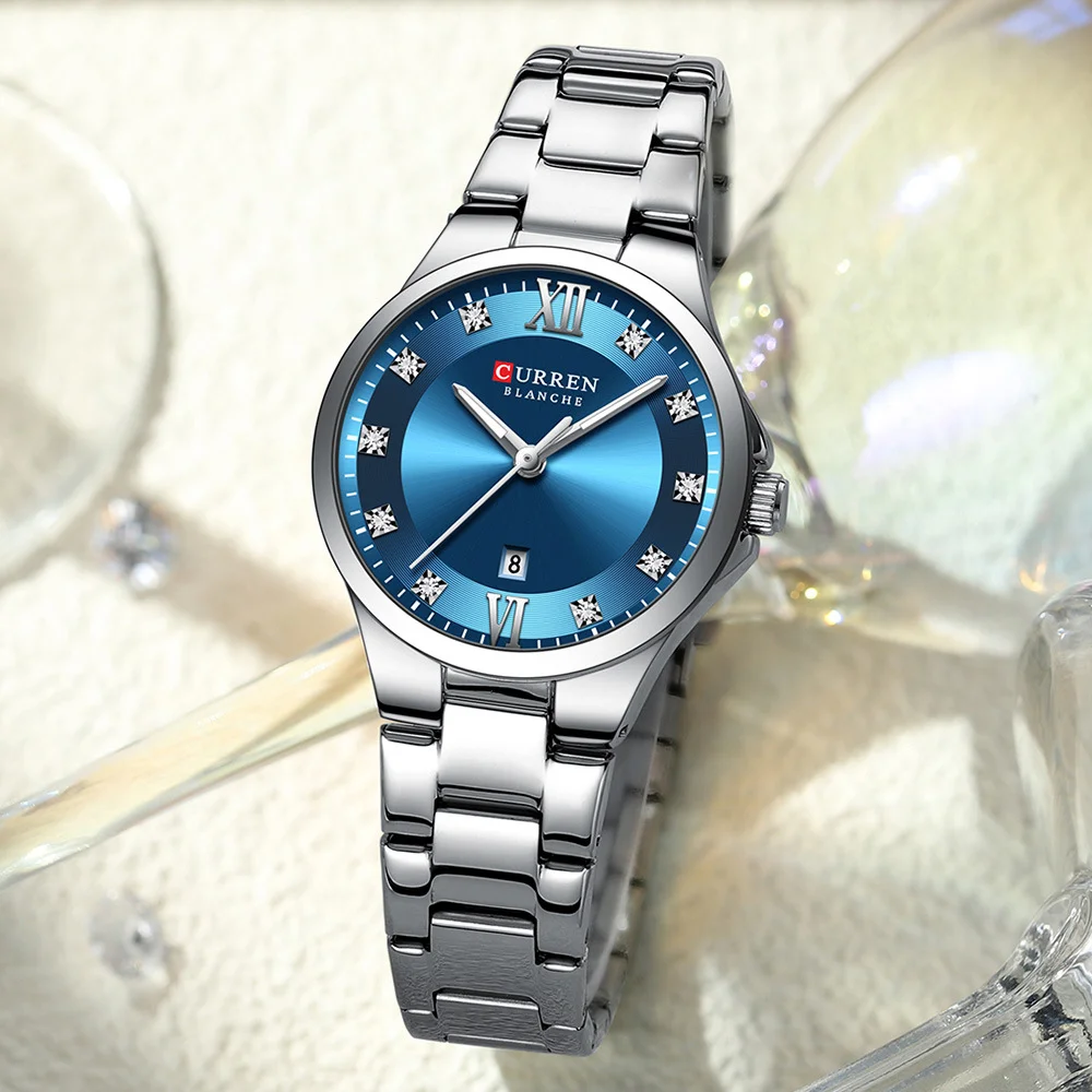 CURREN 9107 Elegant Women’s Sport Analog Quartz Watch – Stainless Steel Wholesale Wristwatch for Ladies